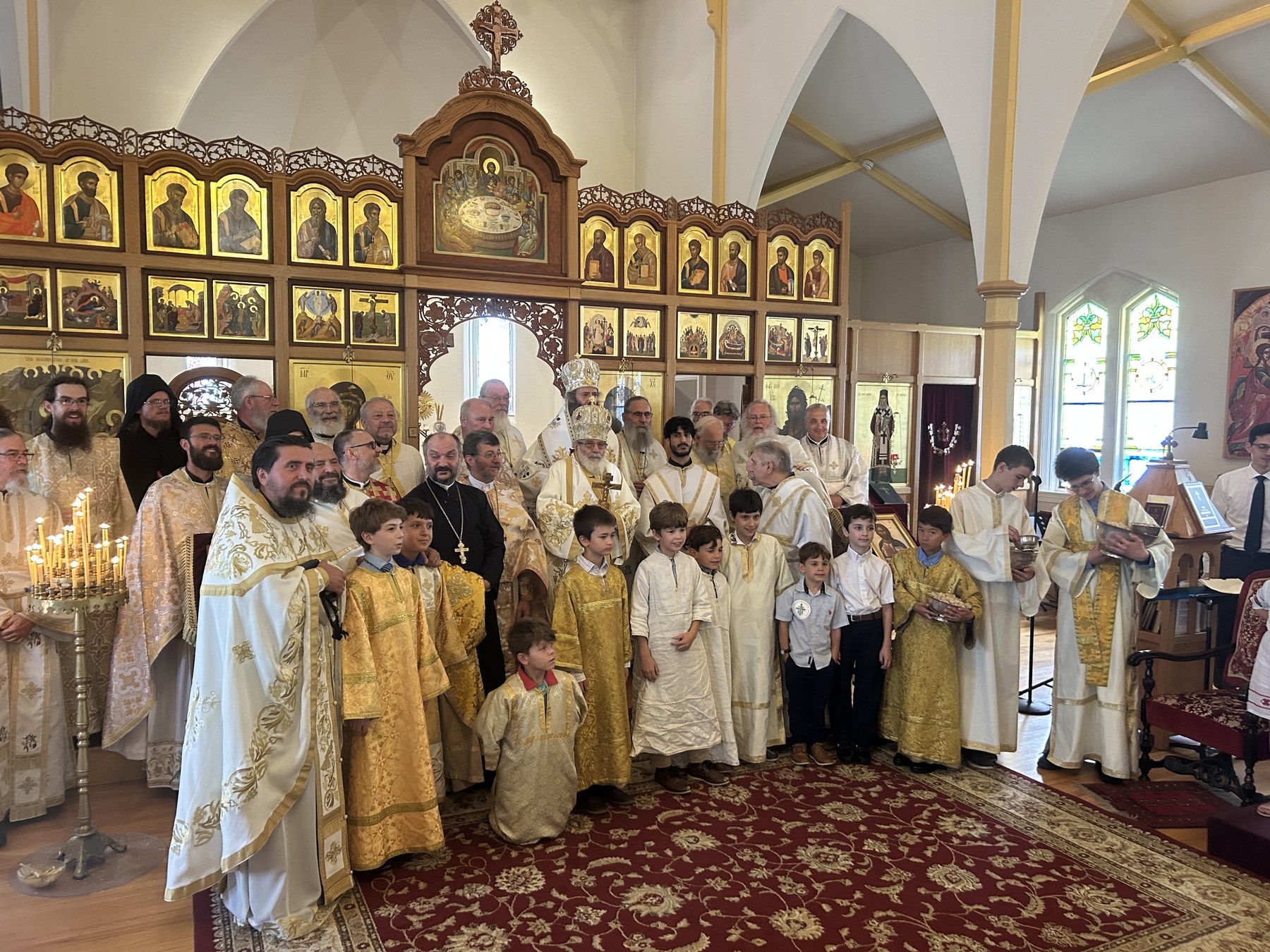 Clergy and altar servers at Holy Resurrection Church during the 2025 diocesan convention